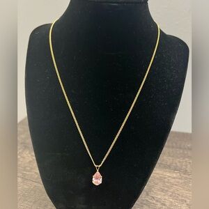Macy's Gold Necklace with sparkling Pink Teardrop Pendant